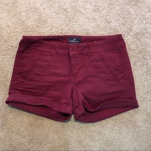 American Eagle Midi Stretch Burgundy Shorts